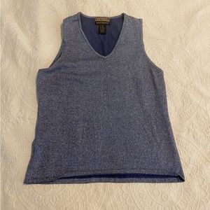 Vintage Finity Naturals size Medium Blue Metallic V Neck Tank Top